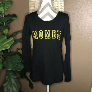 Black MOMBIE Long Sleeve V-Neck Shirt